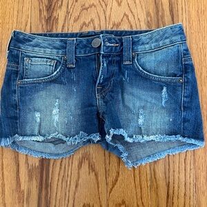 bebe Vintage Denim Low Rise Short Shorts